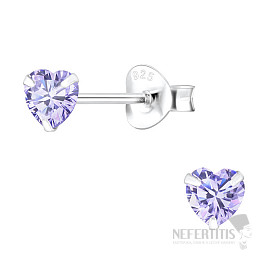 03692 Silver stud earrings VIOLET HEART