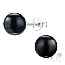8237 Silver earrings 8 mm PEARL BLACK