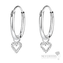 0609 Silver hoop earrings 12 mm LITTLE HEART