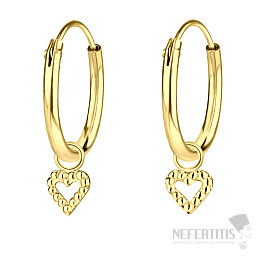 1557 Silver hoop earrings 12 mm GOLD HEART
