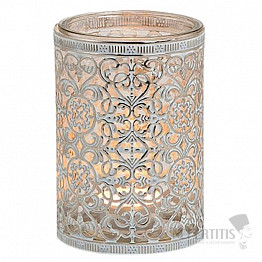 Kerzenhalter aus Glas und Metall mit orientalischem Muster für Teelichter