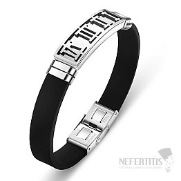 Herren Silikonarmband schwarz Time Silberdekor