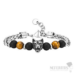 Lupo Forte - Herren Stahlarmband mit Tigerauge und Achat