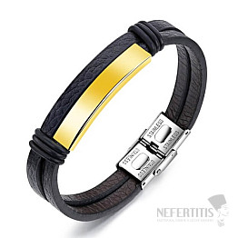 Herren Lederarmband Open Sky Elegance Golddekor