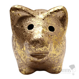 Glücksschwein aus Terrakotta mit Goldpatina 3 cm