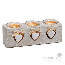 Kerzenständer aus Holz für drei Teelichter