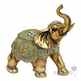 Slon v barvě zlata kolorovaný polyresin 16 cm