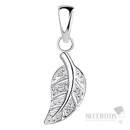 023299 Stříbrný přívěsek list s kubickými zirkony