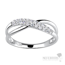 17961 Silberring mit Zirkonen für Damen, gedreht