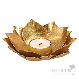 Svietnik kovový na čajové sviečky Lotosový kvet zlatý