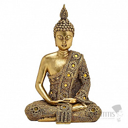 Meditierender Buddha Thai Statuette in goldenem Gewand 19 cm
