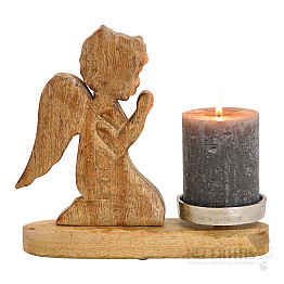 Hölzerner Kerzenständer Engel