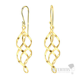 32091 Strieborné visiace náušnice GOLD SPIRAL 42 mm