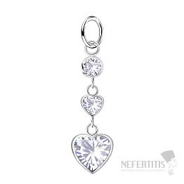 21493 Silver pendant with zircons TWO HEARTS