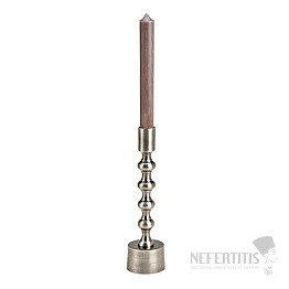 Metal candlestick for table candles silver color 17 cm