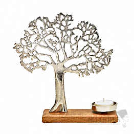 Svietnik z mangového dreva pre čajové sviečky 33 cm