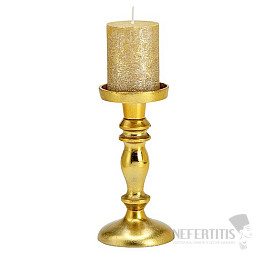 Svietnik kovový pre stolné a veľké sviečky zlatá farba 20 cm