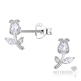 33280 Strieborné náušnice kôstky so zirkónmi TULIPÁN 8 mm