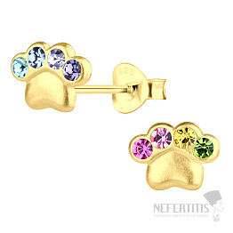 33545 Stříbrné náušnice pecky se zirkony TLAPKY