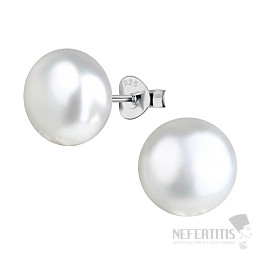3865 Silver earrings 10 mm FRESHWATER PEARL WHITE