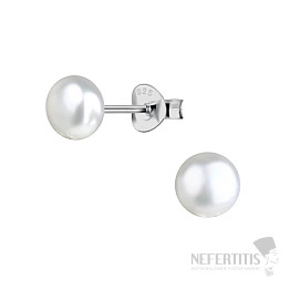 3882 Silver earrings 6 mm FRESHWATER PEARL WHITE