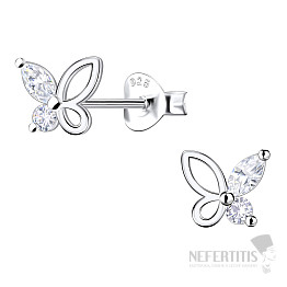 34103 Strieborné náušnice kôstky so zirkónmi MOTÝĽ
