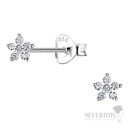 34119 Silberne Ohrringe mit Zirkonen KLEINE BLUME