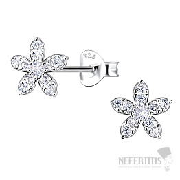 34383 Stříbrné náušnice pecky se zirkony FLOWER
