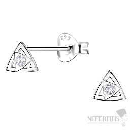 34407 Silberne Ohrringe mit Zirkonen DREIECK