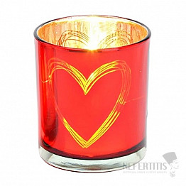 Svícen sklo na čajové svíčky Srdce červený
