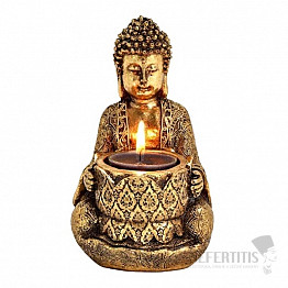 Buddha meditující se stojánkem na čajovou svíčku barva zlata