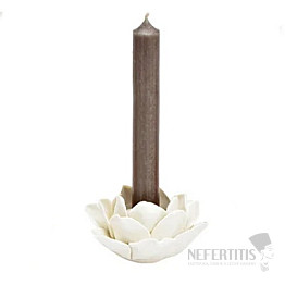 Kerzenhalter aus Keramik für Tischkerzen, Lotusblüte, weiß