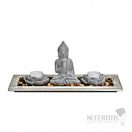 Budha japonská soška so stojanmi na čajové sviečky 14 cm
