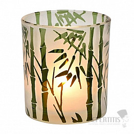 Svietnik sklo na čajové sviečky Bambus