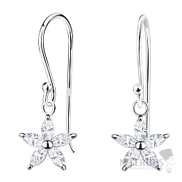 36121 Stříbrné visací náušnice s hvězdami a zirkony