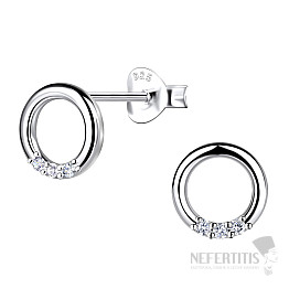 36898 Silberne Ohrringe mit Zirkonen KLEINER KREIS