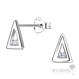 36911 Strieborné náušnice kôstky so zirkónmi TRIANGLE II