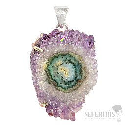 Amethyst stalactite cut pendant silver Ag 925 P1058