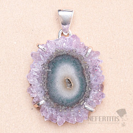 Amethyst geschnitten von Stalaktiten Anhänger Silber Ag 925 P1068