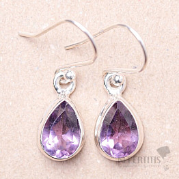 Amethyst cut earrings silver Ag 925 10703