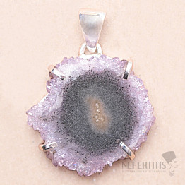 Amethyst geschnitten von Stalaktiten Anhänger Silber Ag 925 P1088