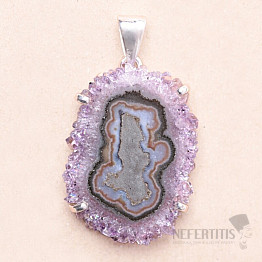 Amethyst geschnitten von Stalaktiten Anhänger Silber Ag 925 P1090