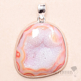 Druzy Achat roter Aura-Anhänger Silber Ag 925 P114