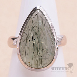 Aktinolith im Prehnit Ring Silber Ag 925 R116