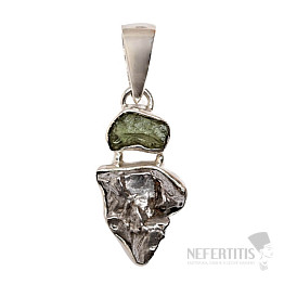 Vltavín a meteorit Campo del Cielo prívesok striebro Ag 925 LOT12