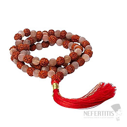 Japa Mala Halskette Sonnenstein und Rudraksha-Perlen