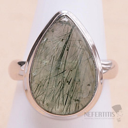 Aktinolith im Prehnit Ring Silber Ag 925 R134