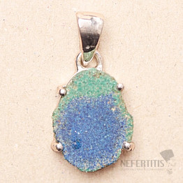 Azurit v malachitu řez krápníkem přívěsek stříbro Ag 925 P14