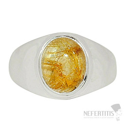 Sagenite crystal with rutile ring silver Ag 925 R1407