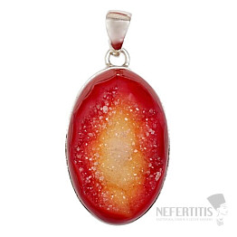 Achát drúzička red aura přívěsek stříbro Ag 925 P144